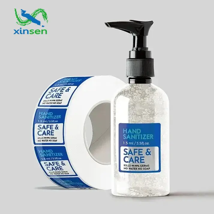 Wodoodporne etykiety środków dezynfekujących do rąk
